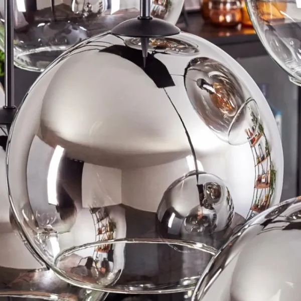 hofstein Suspension - Verre Koyoto Chrome, Clair, Fumé, 8 lumières* Lampes Modernes