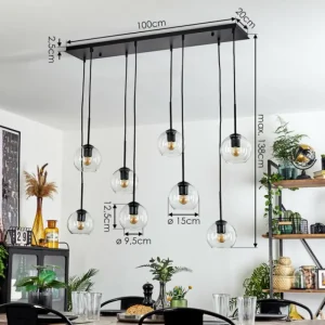 hofstein Suspension - Verre Koyoto Clair, 8 lumières* Lampes En Verre