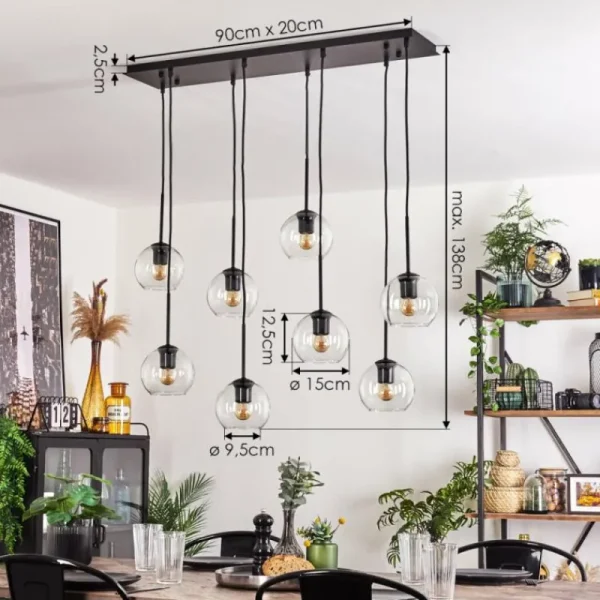 hofstein Suspension - Verre Koyoto Clair, 8 lumières* Lampes En Verre