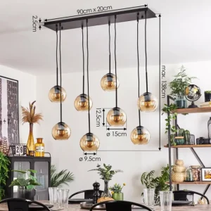 hofstein Suspension - Verre Koyoto Ambre, 8 lumières* Lampes En Verre