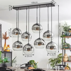 hofstein Suspension - Verre Koyoto Clair, Fumé, 8 lumières* Lampes Modernes