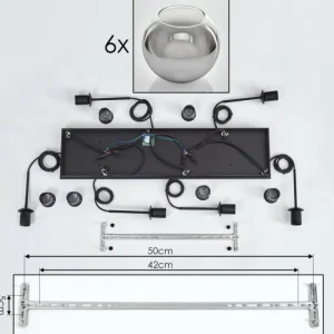 hofstein Suspension - Verre Koyoto Clair, Fumé, 6 lumières* Lampes Modernes