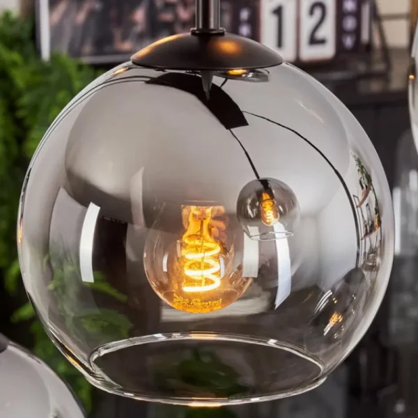 hofstein Suspension - Verre Koyoto Chrome, Clair, Fumé, 8 lumières* Lampes Modernes