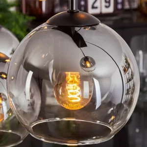 hofstein Suspension - Verre Koyoto Clair, Fumé, 8 lumières* Lampes Modernes