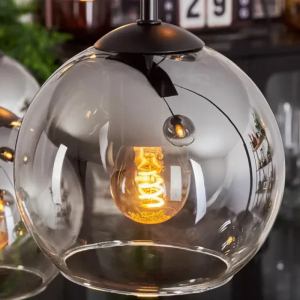 hofstein Suspension - Verre Koyoto Clair, Fumé, 8 lumières* Lampes Modernes