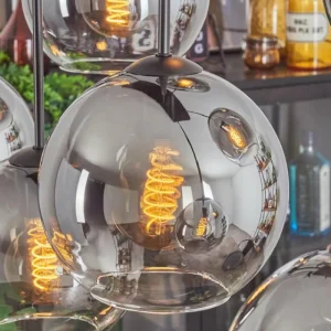 hofstein Suspension - Verre Koyoto Clair, Fumé, 6 lumières* Lampes Modernes
