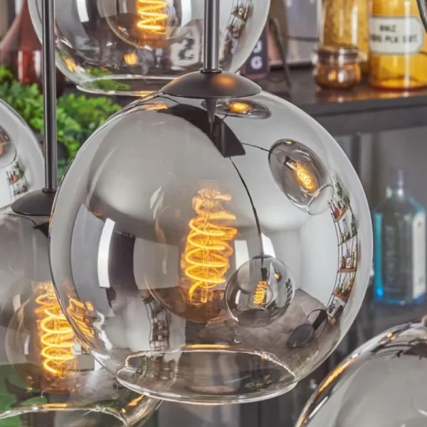 hofstein Suspension - Verre Koyoto Clair, Fumé, 6 lumières* Lampes Modernes