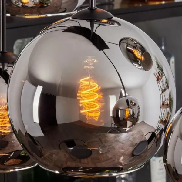 hofstein Suspension - Verre Koyoto Chrome, Fumé, 8 lumières* Lampes Modernes