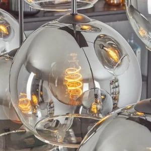hofstein Suspension - Verre Koyoto Clair, Fumé, 8 lumières* Lampes Modernes
