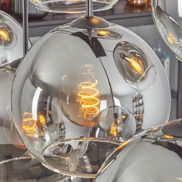 hofstein Suspension - Verre Koyoto Clair, Fumé, 8 lumières* Lampes Modernes