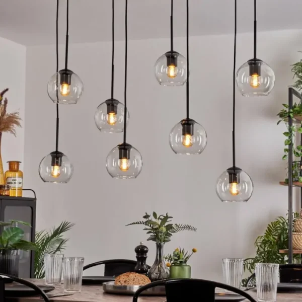 hofstein Suspension - Verre Koyoto Clair, 8 lumières* Lampes En Verre