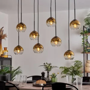 hofstein Suspension - Verre Koyoto Or, Clair, 8 lumières* Lampes En Verre