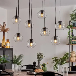 hofstein Suspension - Verre Koyoto Clair, 8 lumières* Lampes En Verre