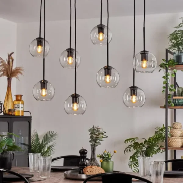 hofstein Suspension - Verre Koyoto Clair, 8 lumières* Lampes En Verre