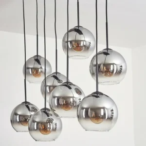 hofstein Suspension - Verre Koyoto Clair, Fumé, 8 lumières* Lampes Modernes