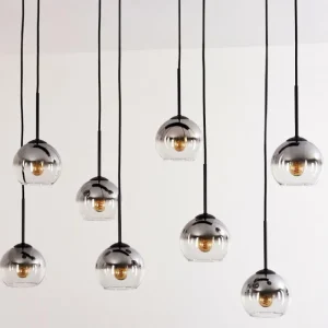 hofstein Suspension - Verre Koyoto Clair, Fumé, 8 lumières* Lampes Modernes