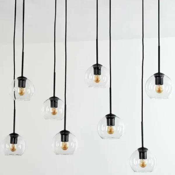 hofstein Suspension - Verre Koyoto Clair, 8 lumières* Lampes En Verre