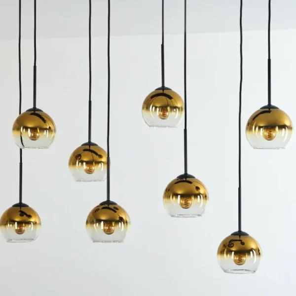 hofstein Suspension - Verre Koyoto Or, Clair, 8 lumières* Lampes En Verre