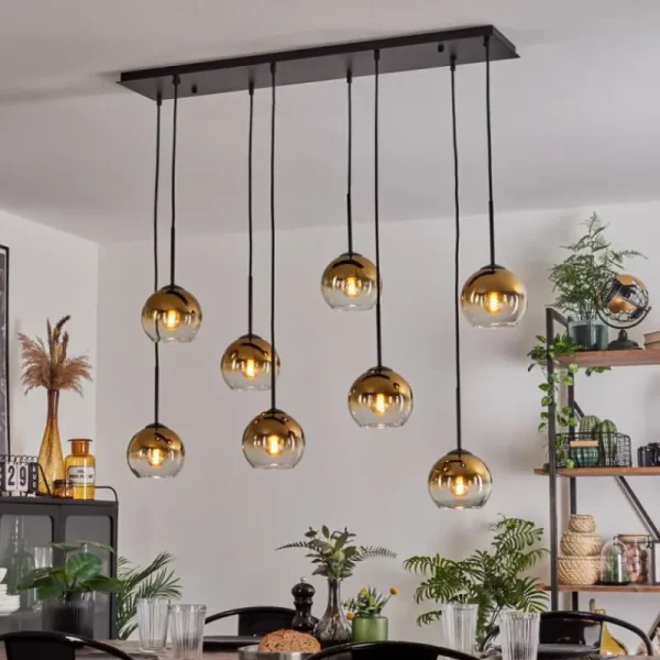 hofstein Suspension - Verre Koyoto Or, Clair, 8 lumières* Lampes En Verre