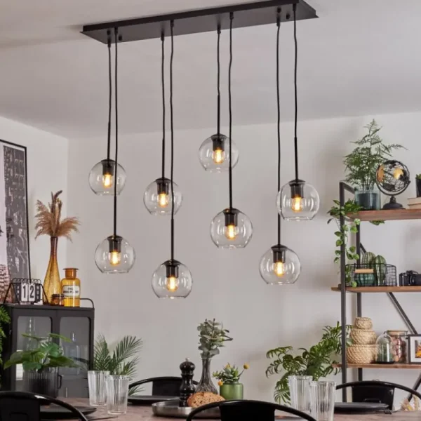 hofstein Suspension - Verre Koyoto Clair, 8 lumières* Lampes En Verre