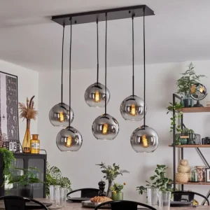 hofstein Suspension - Verre Koyoto Clair, Fumé, 6 lumières* Lampes Modernes