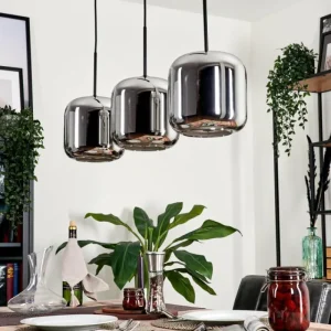 hofstein Suspension - Verre Lauden Chrome, Fumé, 3 lumières* Lampes Modernes