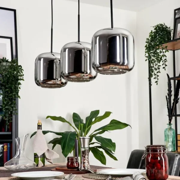 hofstein Suspension - Verre Lauden Chrome, Fumé, 3 lumières* Lampes Modernes