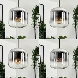 hofstein Suspension - Verre Lauden Chrome, Clair, Fumé, 3 lumières* Lampes Modernes