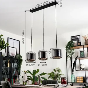 hofstein Suspension - Verre Lauden Chrome, Fumé, 3 lumières* Lampes Modernes
