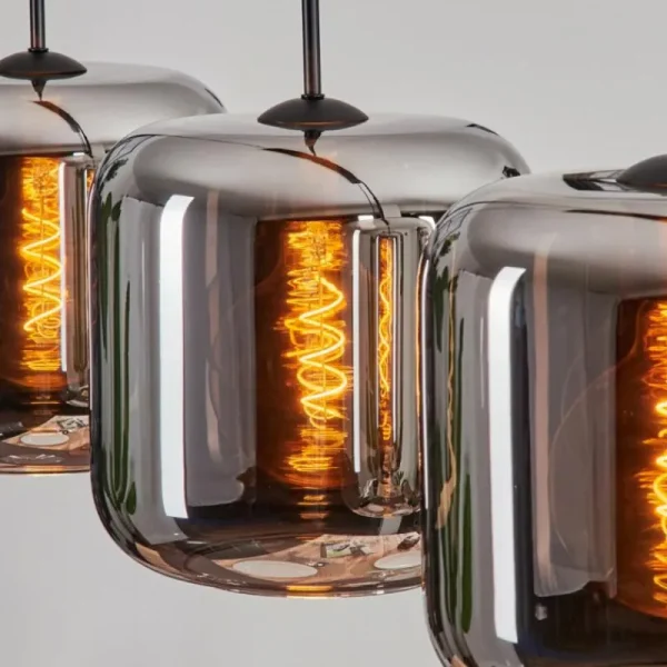 hofstein Suspension - Verre Lauden Chrome, Fumé, 4 lumières* Lampes Modernes