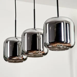 hofstein Suspension - Verre Lauden Chrome, Fumé, 3 lumières* Lampes Modernes