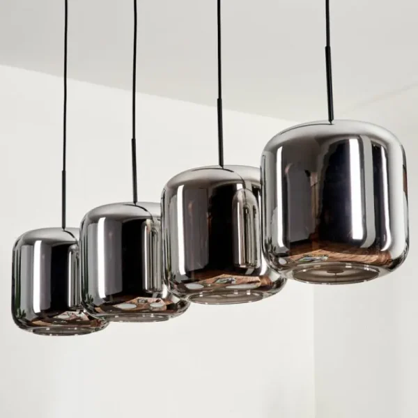 hofstein Suspension - Verre Lauden Chrome, Fumé, 4 lumières* Lampes Modernes