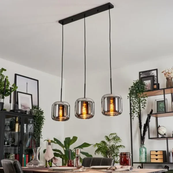 hofstein Suspension - Verre Lauden Chrome, Fumé, 3 lumières* Lampes Modernes