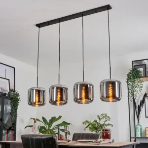 hofstein Suspension - Verre Lauden Chrome, Fumé, 4 lumières* Lampes Modernes