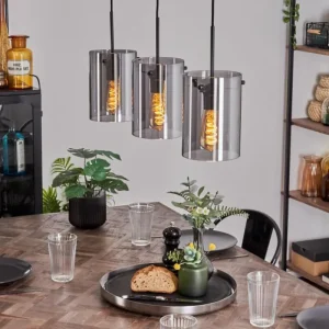 hofstein Suspension - Verre Parane Fumé, 3 lumières* Lampes Modernes