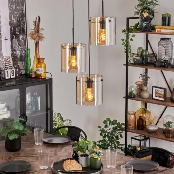 hofstein Suspension - Verre Parane Ambre, 3 lumières* Lampes En Verre