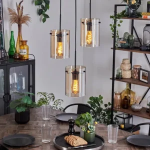 hofstein Suspension - Verre Parane Ambre, 3 lumières* Lampes En Verre