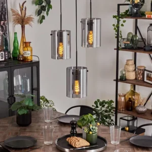 hofstein Suspension - Verre Parane Fumé, 3 lumières* Lampes Modernes