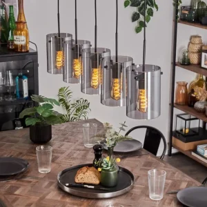 hofstein Suspension - Verre Parane Fumé, 5 lumières* Lampes Modernes