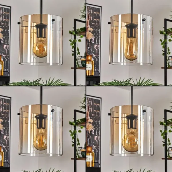 hofstein Suspension - Verre Parane Ambre, Clair, 3 lumières* Lampes En Verre