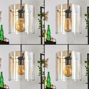 hofstein Suspension - Verre Parane Ambre, Clair, 5 lumières* Lampes En Verre