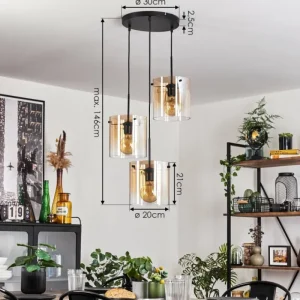 hofstein Suspension - Verre Parane Ambre, Clair, 3 lumières* Lampes En Verre