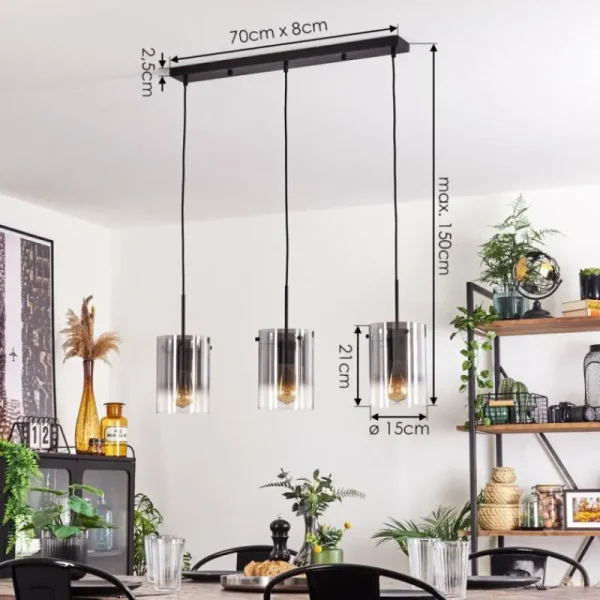 hofstein Suspension - Verre Parane Clair, Fumé, 3 lumières* Lampes Modernes