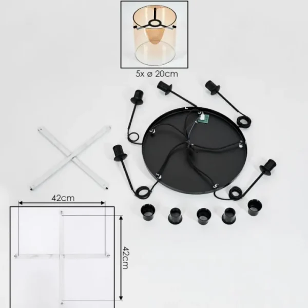 hofstein Suspension - Verre Parane Ambre, Clair, 5 lumières* Lampes En Verre