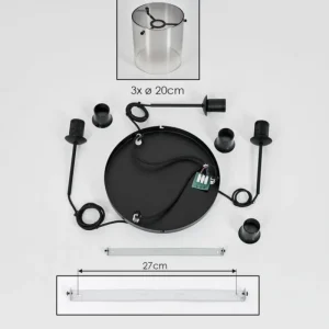 hofstein Suspension - Verre Parane Clair, Fumé, 3 lumières* Lampes Modernes