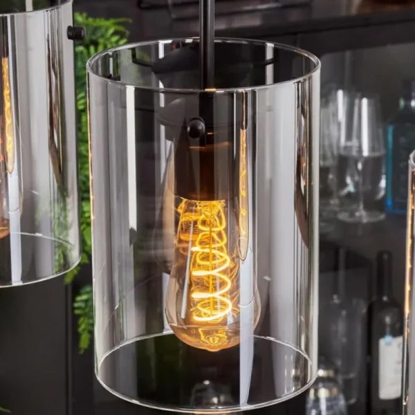 hofstein Suspension - Verre Parane Clair, Fumé, 3 lumières* Lampes Modernes