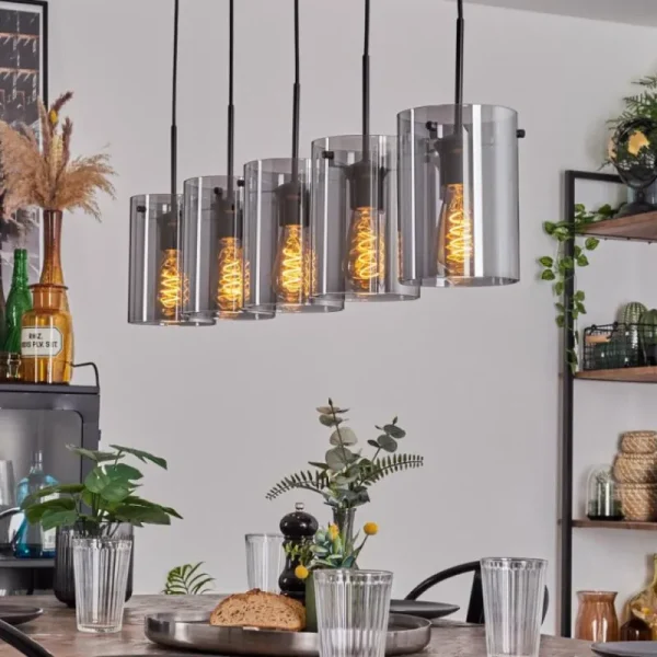 hofstein Suspension - Verre Parane Fumé, 5 lumières* Lampes Modernes