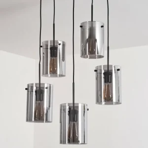 hofstein Suspension - Verre Parane Fumé, 5 lumières* Lampes Modernes