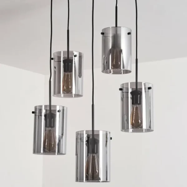 hofstein Suspension - Verre Parane Fumé, 5 lumières* Lampes Modernes