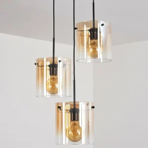 hofstein Suspension - Verre Parane Ambre, Clair, 3 lumières* Lampes En Verre